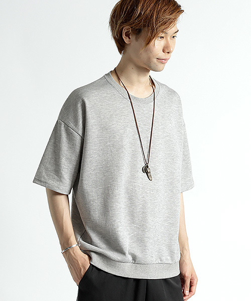 MONO-MART（モノマート）の「ドロップショルダーカラーリングスウェット/ライトオンス(1/2スリーブ)（スウェット・メンズ・チャコール/ベージュ/グレー/ホワイト/ダークネイビー/ピンク/ブラック/カーキ・FREE）」の4枚目の写真