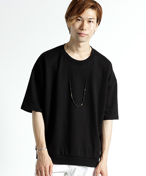 MONO-MART（モノマート）の「ドロップショルダーカラーリングスウェット/ライトオンス(1/2スリーブ)（スウェット・メンズ・チャコール/ベージュ/グレー/ホワイト/ダークネイビー/ピンク/ブラック/カーキ・FREE）」の3枚目の写真