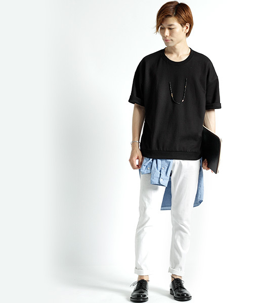 MONO-MART（モノマート）の「ドロップショルダーカラーリングスウェット/ライトオンス(1/2スリーブ)（スウェット・メンズ・チャコール/ベージュ/グレー/ホワイト/ダークネイビー/ピンク/ブラック/カーキ・FREE）」の20枚目の写真