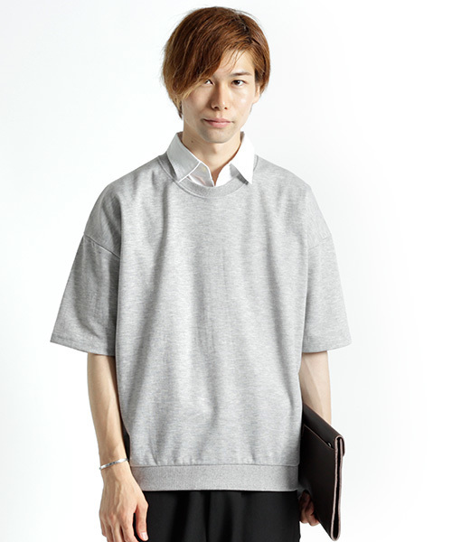 MONO-MART（モノマート）の「ドロップショルダーカラーリングスウェット/ライトオンス(1/2スリーブ)（スウェット・メンズ・チャコール/ベージュ/グレー/ホワイト/ダークネイビー/ピンク/ブラック/カーキ・FREE）」の21枚目の写真