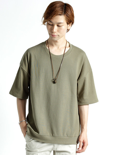 MONO-MART（モノマート）の「ドロップショルダーカラーリングスウェット/ライトオンス(1/2スリーブ)（スウェット・メンズ・チャコール/ベージュ/グレー/ホワイト/ダークネイビー/ピンク/ブラック/カーキ・FREE）」の15枚目の写真