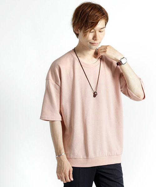 MONO-MART（モノマート）の「ドロップショルダーカラーリングスウェット/ライトオンス(1/2スリーブ)（スウェット・メンズ・チャコール/ベージュ/グレー/ホワイト/ダークネイビー/ピンク/ブラック/カーキ・FREE）」の19枚目の写真