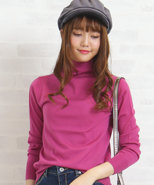 N.(N. Natural Beauty Basic)(エヌエヌナチュラルビューティーベーシック)の「ウールベーシックタートルニット(ニット/セーター・レディース・レッド/ブルー/ピンク/グレー/ブラック/ホワイト・MEDIUM)」の5枚目の写真