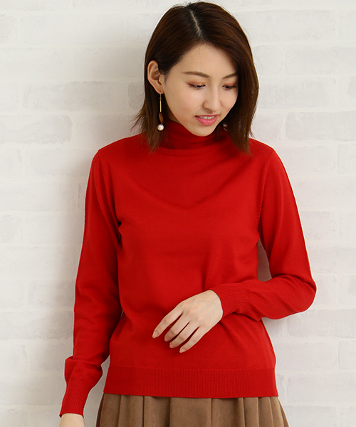 N.(N. Natural Beauty Basic)(エヌエヌナチュラルビューティーベーシック)の「ウールベーシックタートルニット(ニット/セーター・レディース・レッド/ブルー/ピンク/グレー/ブラック/ホワイト・MEDIUM)」の11枚目の写真