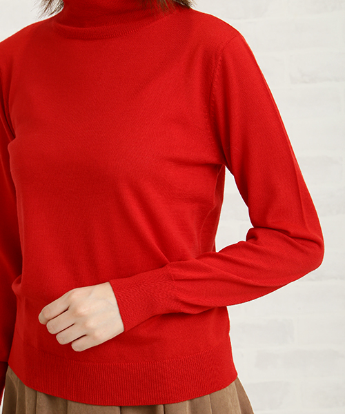 N.(N. Natural Beauty Basic)(エヌエヌナチュラルビューティーベーシック)の「ウールベーシックタートルニット(ニット/セーター・レディース・レッド/ブルー/ピンク/グレー/ブラック/ホワイト・MEDIUM)」の16枚目の写真