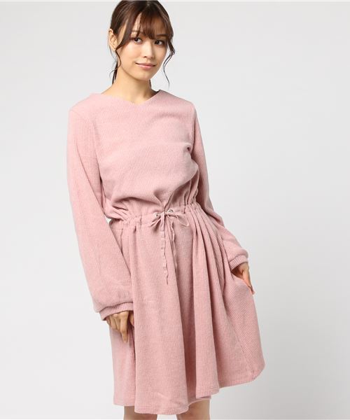 GeeRA（ジーラ）の「【オススメ！】凹凸ニットソーウェストゆったりワンピース（ワンピース・レディース・ブラック/杢グレー/ピンクベージュ・MEDIUM/LARGE/X-LARGE/XX-LARGE）」の10枚目の写真