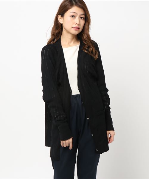 VIBGYOR Women（ヴィブジョー　ウィメン）の「【armoire*】アルモワール　針抜きテレコドルマンスリーブロングカーディガン（カーディガン/ボレロ・レディース・モカ/ベージュ/ブラック・FREE）」の10枚目の写真