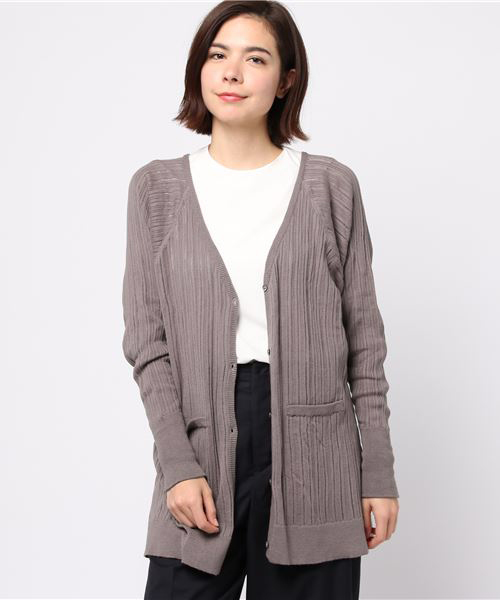 VIBGYOR Women（ヴィブジョー　ウィメン）の「【armoire*】アルモワール　針抜きテレコドルマンスリーブロングカーディガン（カーディガン/ボレロ・レディース・モカ/ベージュ/ブラック・FREE）」の11枚目の写真