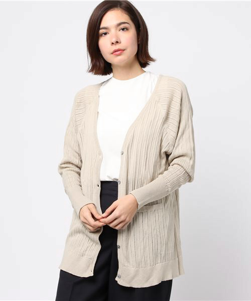 VIBGYOR Women（ヴィブジョー　ウィメン）の「【armoire*】アルモワール　針抜きテレコドルマンスリーブロングカーディガン（カーディガン/ボレロ・レディース・モカ/ベージュ/ブラック・FREE）」の12枚目の写真