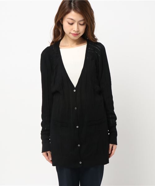 VIBGYOR Women（ヴィブジョー　ウィメン）の「【armoire*】アルモワール　針抜きテレコドルマンスリーブロングカーディガン（カーディガン/ボレロ・レディース・モカ/ベージュ/ブラック・FREE）」の4枚目の写真