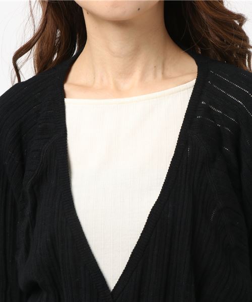 VIBGYOR Women（ヴィブジョー　ウィメン）の「【armoire*】アルモワール　針抜きテレコドルマンスリーブロングカーディガン（カーディガン/ボレロ・レディース・モカ/ベージュ/ブラック・FREE）」の7枚目の写真