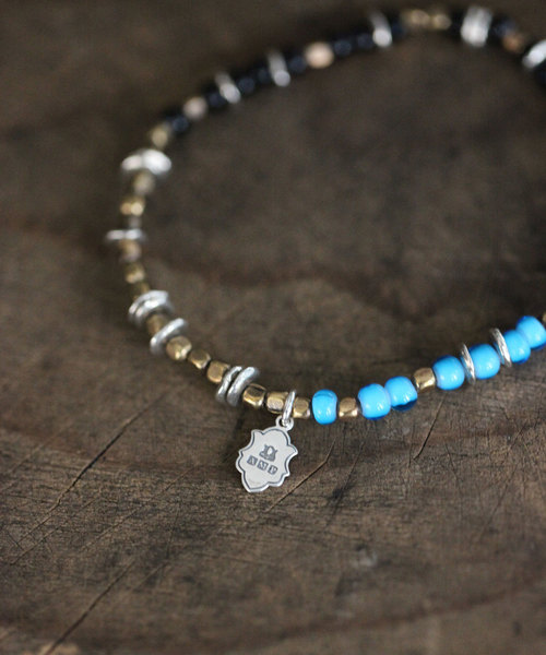 amp japan(アンプジャパン)の「Triple Part Beads -Sky-(ビーズ ブレスレット)(ネックレス・メンズ・ブルー・FREE)」の2枚目の写真