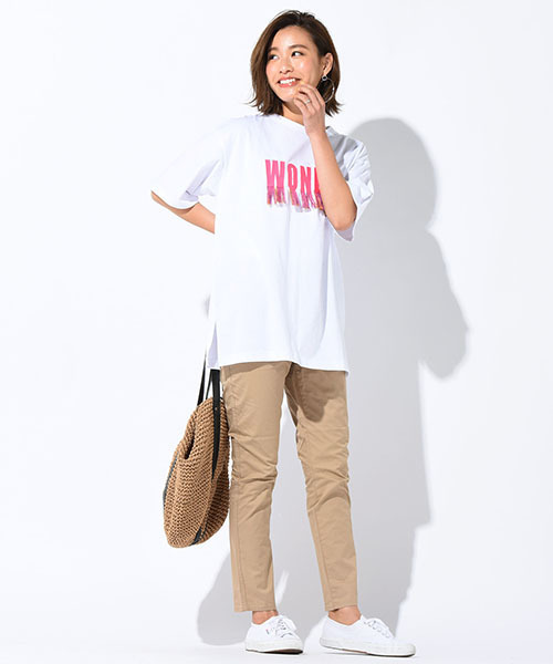 LIPSTAR（リップスター）の「フリンジWONDERロゴ刺繍Tシャツ（Tシャツ/カットソー・レディース・オフホワイト/ブラック/ベージュ・M）」の19枚目の写真