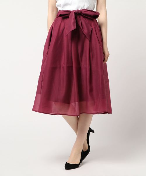 axes femme（アクシーズファム）の「ベルト付ロングスカート（スカート・レディース・グリーン/マスタード/ピンク・MEDIUM）」の3枚目の写真