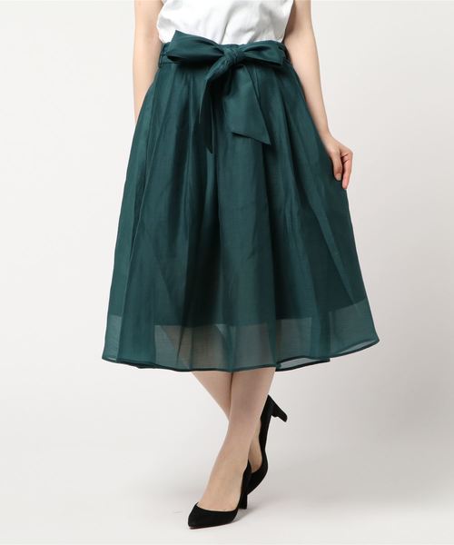 axes femme（アクシーズファム）の「ベルト付ロングスカート（スカート・レディース・グリーン/マスタード/ピンク・MEDIUM）」の7枚目の写真