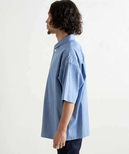 CIAOPANIC（チャオパニック）の「デニム半袖カバーオールシャツ（シャツ/ブラウス・メンズ・インディゴブルー/サックスブルー・M/L）」の5枚目の写真