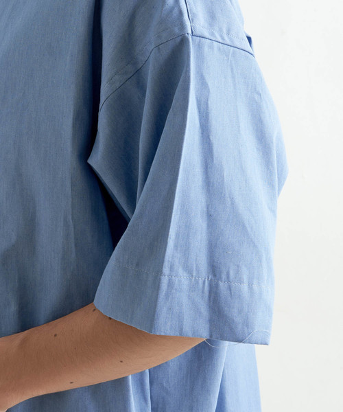 CIAOPANIC（チャオパニック）の「デニム半袖カバーオールシャツ（シャツ/ブラウス・メンズ・インディゴブルー/サックスブルー・M/L）」の8枚目の写真