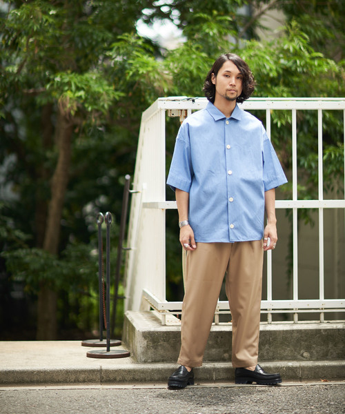 CIAOPANIC（チャオパニック）の「デニム半袖カバーオールシャツ（シャツ/ブラウス・メンズ・インディゴブルー/サックスブルー・M/L）」の11枚目の写真