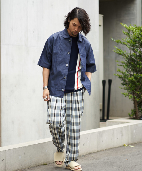 CIAOPANIC（チャオパニック）の「デニム半袖カバーオールシャツ（シャツ/ブラウス・メンズ・インディゴブルー/サックスブルー・M/L）」の10枚目の写真