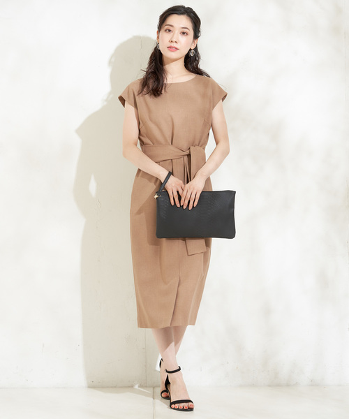 un dix cors（アンディコール）の「フロントリボンワンピース（ワンピース・レディース・ベージュ/ブルー・FREE）」の4枚目の写真