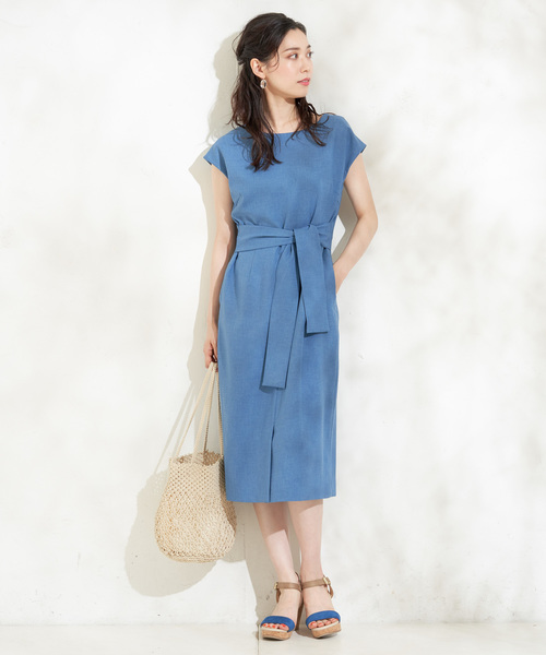 un dix cors（アンディコール）の「フロントリボンワンピース（ワンピース・レディース・ベージュ/ブルー・FREE）」の8枚目の写真