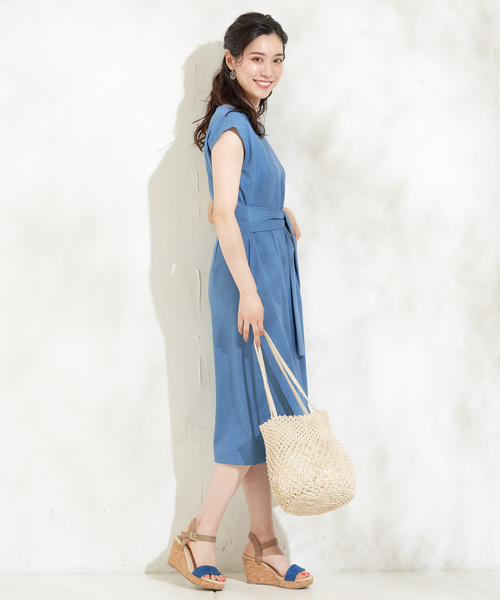 un dix cors（アンディコール）の「フロントリボンワンピース（ワンピース・レディース・ベージュ/ブルー・FREE）」の9枚目の写真