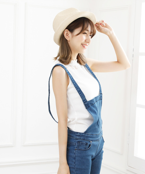 Girly Doll（ガーリードール）の「花柄レース切り替えタンクトップ（シャツ/ブラウス・レディース・ホワイト/ライトブルー/ブラック/ピンク・FREE）」の17枚目の写真