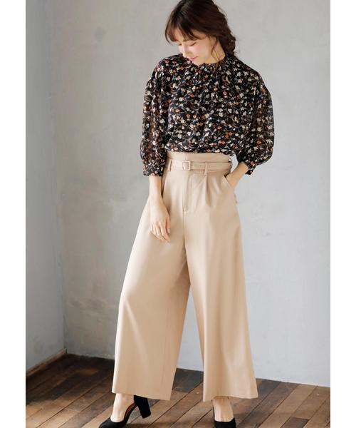 Ingni イング の 共地ベルト付 ハイウエストワイドパンツ その他パンツ Wear