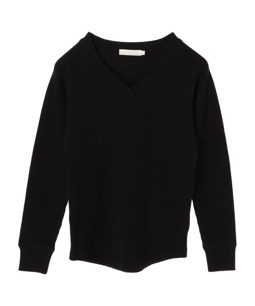 AMERICAN HOLIC（アメリカンホリック）の「度詰めワッフルVネックカットプルオーバー（Tシャツ/カットソー・レディース・ブラック/オフホワイト/ベージュ系その他2・M/L）」の5枚目の写真