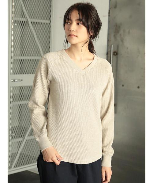 AMERICAN HOLIC（アメリカンホリック）の「度詰めワッフルVネックカットプルオーバー（Tシャツ/カットソー・レディース・ブラック/オフホワイト/ベージュ系その他2・M/L）」の11枚目の写真