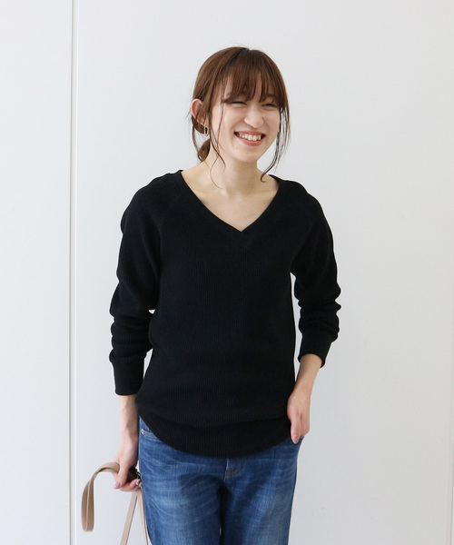 AMERICAN HOLIC（アメリカンホリック）の「度詰めワッフルVネックカットプルオーバー（Tシャツ/カットソー・レディース・ブラック/オフホワイト/ベージュ系その他2・M/L）」の20枚目の写真