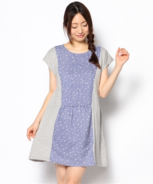 coen（コーエン）の「ペイズリープリントコンビワンピース（ワンピース・レディース・グレー/ネイビー・フリー）」の2枚目の写真