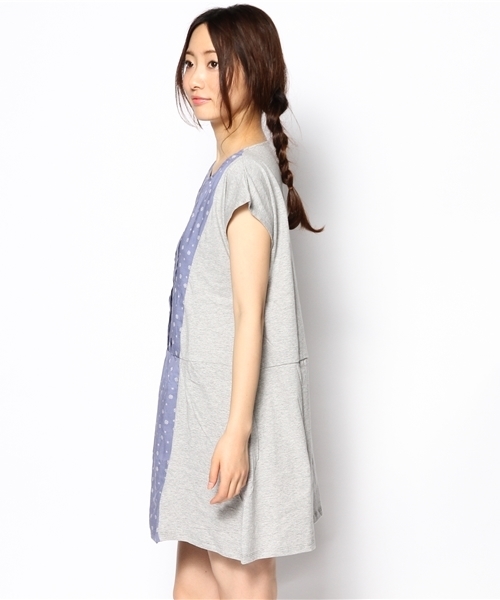 coen（コーエン）の「ペイズリープリントコンビワンピース（ワンピース・レディース・グレー/ネイビー・フリー）」の4枚目の写真