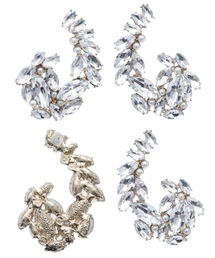 PourVous（プールヴー）の「リーフビジューイヤリング&ピアス お呼ばれ 結婚式 オケージョン 同窓会 （ピアス（両耳用））」