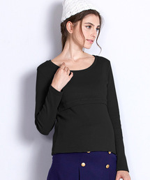 SweetMommy（スウィートマミー）の「しっかりコットンリブ素材 シンプル授乳服トップス（マタニティウェア/グッズ・キッズ）」