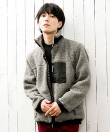 シープボア 切替 スタンドネック ブルゾン ジャケット