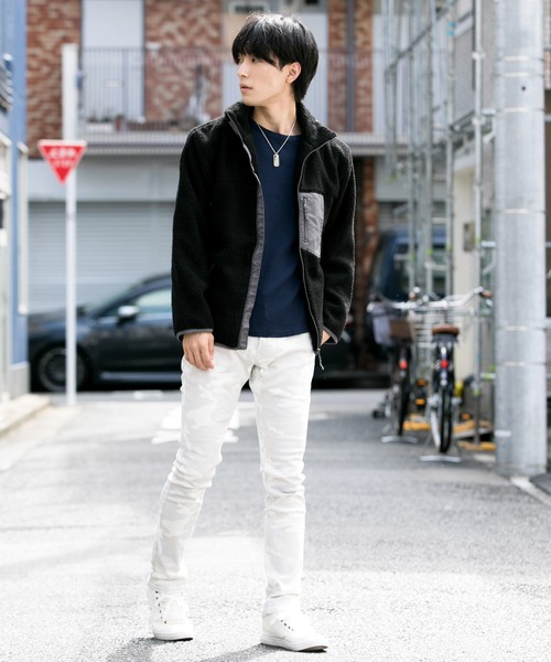 TopIsm(トップイズム)の「シープボア 切替 スタンドネック ブルゾン ジャケット(ブルゾン・メンズ・グレー/オフホワイト/キャメル/ブラック/ネイビー/オリーブ・LL/M/L)」の11枚目の写真