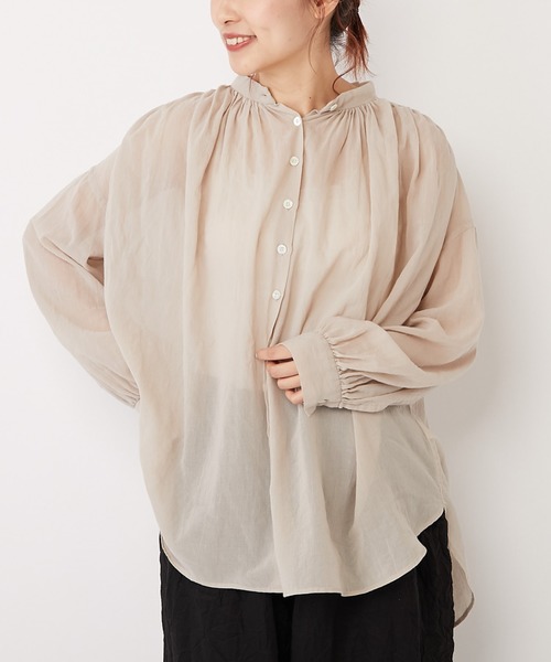 PUAL CE CIN（ピュアルセシン）の「【Kanocoさん着用】シフォンブラウス（シャツ/ブラウス・レディース・オフホワイト/カーキ/ブラック/ベージュ・FREE）」の3枚目の写真