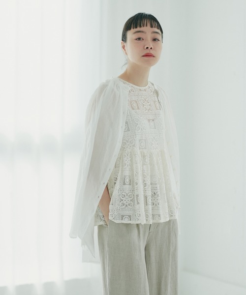 PUAL CE CIN（ピュアルセシン）の「【Kanocoさん着用】シフォンブラウス（シャツ/ブラウス・レディース・オフホワイト/カーキ/ブラック/ベージュ・FREE）」の10枚目の写真