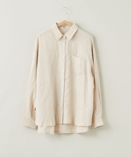 cepo（セポ）の「【ＬＩＮＥＮ１００】レギュラーオーバーシャツ（シャツ/ブラウス・レディース・ベージュ/オフホワイト/オレンジ・M）」の2枚目の写真