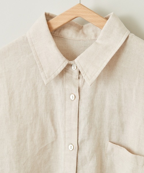 cepo（セポ）の「【ＬＩＮＥＮ１００】レギュラーオーバーシャツ（シャツ/ブラウス・レディース・ベージュ/オフホワイト/オレンジ・M）」の4枚目の写真
