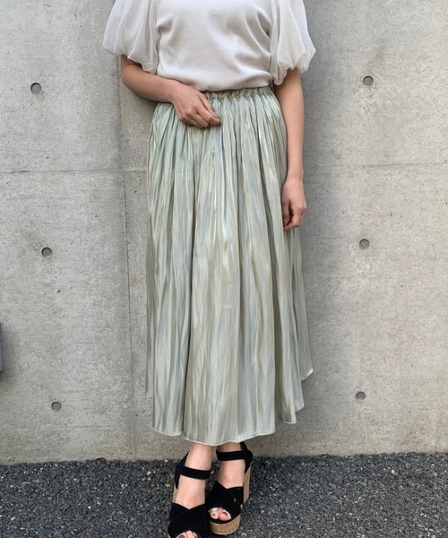 FUN.TRINITY(ファン トリニティー)の「2WAYシャイニースカート(スカート・レディース・アイボリー/ブラック/ミント/ピンク・M)」の3枚目の写真