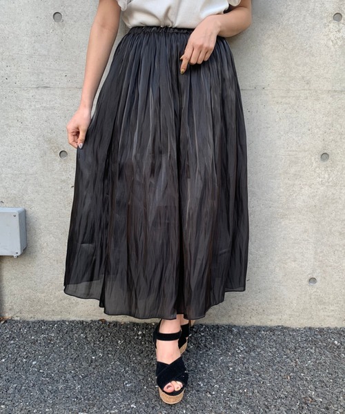 FUN.TRINITY(ファン トリニティー)の「2WAYシャイニースカート(スカート・レディース・アイボリー/ブラック/ミント/ピンク・M)」の2枚目の写真