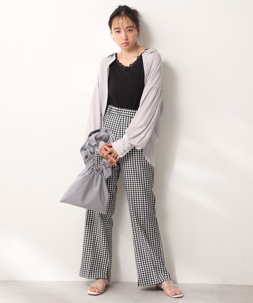 one after another NICE CLAUP(ワンアフターアナザーナイスクラップ)の「ギンガムチェックスラックス(スラックス・レディース・ブラック/ベージュ/ミント・SMALL/MEDIUM)」の9枚目の写真