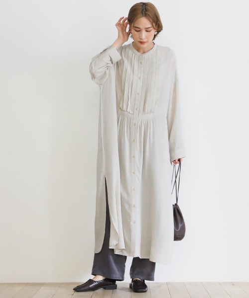 select MOCA(セレクトモカ)の「フロントタックリラックスリネンシャツワンピース(ワンピース・レディース・チャコールグレー/アイボリー/ライトカーキ・FREE)」の20枚目の写真