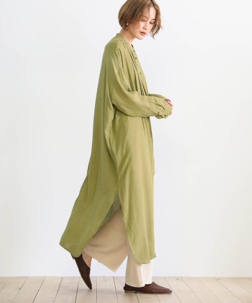 select MOCA(セレクトモカ)の「フロントタックリラックスリネンシャツワンピース(ワンピース・レディース・チャコールグレー/アイボリー/ライトカーキ・FREE)」の5枚目の写真