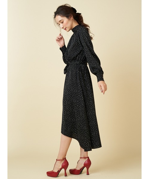 ROYAL PARTY（ロイヤルパーティー）の「ハイネックギャザーワンピース（ワンピース・レディース・ドット/グリーン/ピンク・FREE）」の6枚目の写真