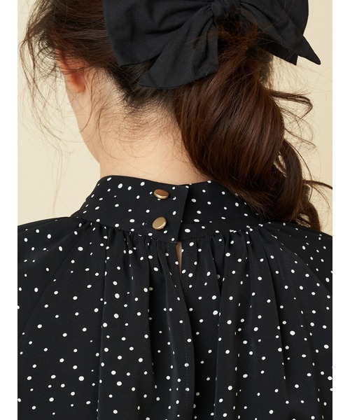 ROYAL PARTY（ロイヤルパーティー）の「ハイネックギャザーワンピース（ワンピース・レディース・ドット/グリーン/ピンク・FREE）」の4枚目の写真