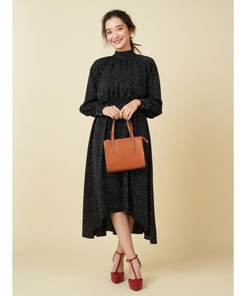 ROYAL PARTY（ロイヤルパーティー）の「ハイネックギャザーワンピース（ワンピース・レディース・ドット/グリーン/ピンク・FREE）」の7枚目の写真