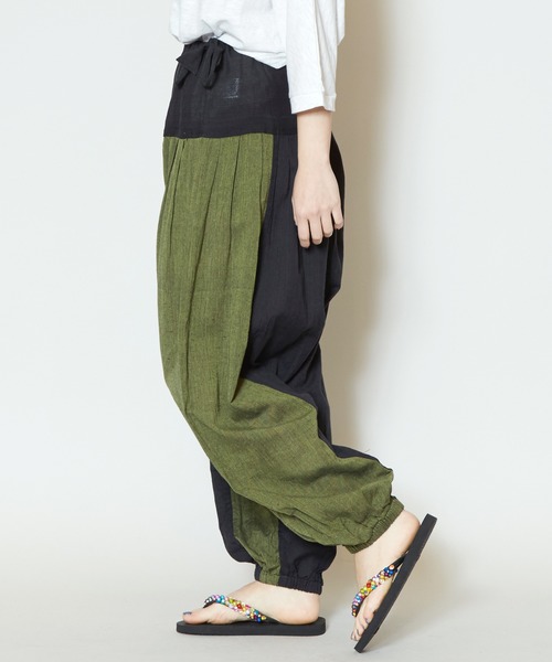 sistere システレ サルエルパンツ ユニセックス Amina Collection｜バイカラーサルエルパンツ(ユニセックス